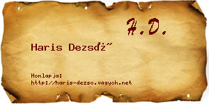Haris Dezső névjegykártya